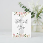 Elegante Roze Bloemige Christelijke Aangepaste Dan Briefkaart (Staand voorkant)