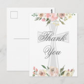 Elegante Roze Bloemige Christelijke Aangepaste Dan Briefkaart (Voorkant / Achterkant)