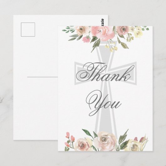 Elegante Roze Bloemige Christelijke Aangepaste Dan Briefkaart (Voorkant / Achterkant)