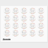 Elegante Roze Bloemige Dankjewel Bruidsborrel Ronde Sticker (Vel)