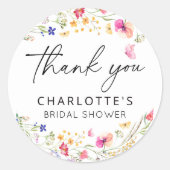 Elegante Roze Bloemige Dankjewel Bruidsborrel Ronde Sticker (Voorkant)