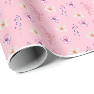Elegante Roze Bloemige Ditsy-Patroon Inpakpapier
