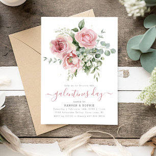 Elegante Roze Bloemige Galentines Dag Kaart