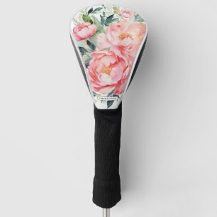 Elegante Roze Bloemige Gepersonaliseerde Golf Cade Golfheadcover