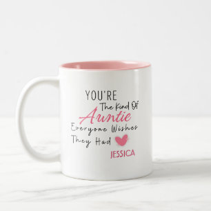Elegante Roze Bloemige Gepersonaliseerde Tante Ges Tweekleurige Koffiemok