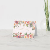 Elegante Roze Bloemige Gouden Bruidsdouche Bedankkaart (Voorkant)
