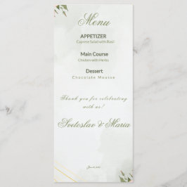 Elegante roze bloemige & gouden geometrische trouw menu