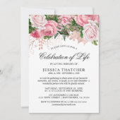 Elegante Roze Bloemige Herdenking | Feest van het  Kaart (Voorkant)