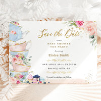 Elegante Roze Bloemige High Tea Feestje Baby Showe