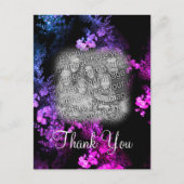 Elegante Roze Bloemige Jouw Foto Bedankkaart Briefkaart (Voorkant)