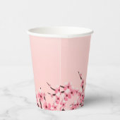 Elegante Roze Bloemige Kersenbloesem Feestje Papieren Bekers (Rechts)