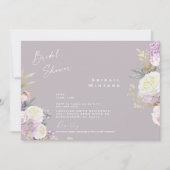 Elegante Roze Bloemige Lavendel Bruidsfeest Kaart (Voorkant)
