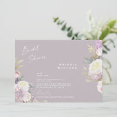 Elegante Roze Bloemige Lavendel Bruidsfeest Kaart (Staand voorkant)