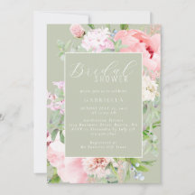 Elegante Roze Bloemige Licht Saliegroene Bruiloftf
