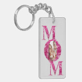 Elegante roze bloemige MAM belettering aangepaste Sleutelhanger (Voorkant Links)