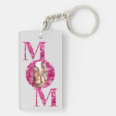 Elegante roze bloemige MAM belettering aangepaste  Sleutelhanger (achterkant)