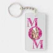 Elegante roze bloemige MAM belettering aangepaste Sleutelhanger (Voorkant)
