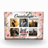 Elegante roze bloemige moderne aandenken fotoblokken (Voorkant)