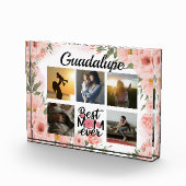 Elegante roze bloemige moderne aandenken fotoblokken (Rechts)