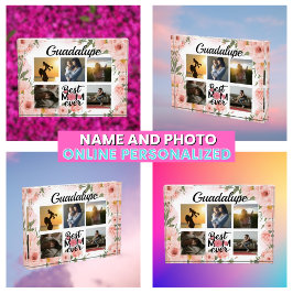 Elegante roze bloemige moderne aandenken fotoblokken