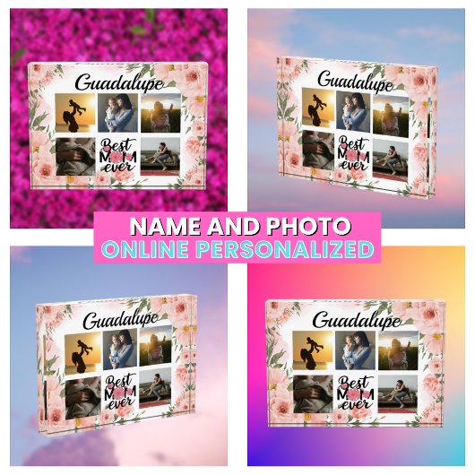 Elegante roze bloemige moderne aandenken fotoblokken