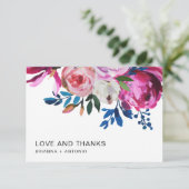 Elegante roze bloemige moderne bruiloft bedankkaart (Staand voorkant)