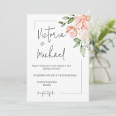 Elegante roze bloemige moderne bruiloft kaart (Staand voorkant)