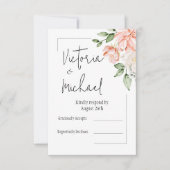 Elegante roze bloemige moderne bruiloft RSVP kaartje (Voorkant)