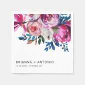 Elegante roze bloemige moderne bruiloft servet (Voorkant)