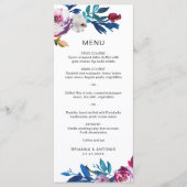 Elegante Roze Bloemige Moderne Trouwdag Menu (Voorkant)