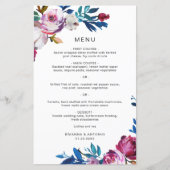 Elegante Roze Bloemige Moderne Trouwmenu (Voorkant)