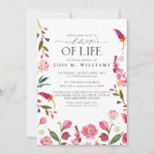 Elegante roze bloemige moderne viering van het lev kaart (Voorkant)