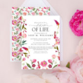 Elegante roze bloemige moderne viering van het lev kaart