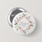 Elegante roze bloemige moeder-van-de-bruid jurk ronde button 5,7 cm (Voorkant /achterkant)