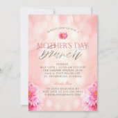 Elegante roze bloemige Moederdag Brunch Uitnodigin Kaart (Voorkant)