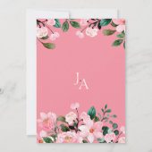Elegante Roze Bloemige Monogram Huwelijk Kaart (Achterkant)