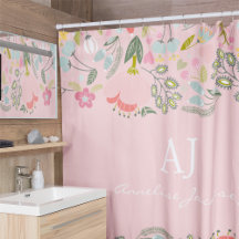 Elegante roze bloemige monogram naam gepersonalise