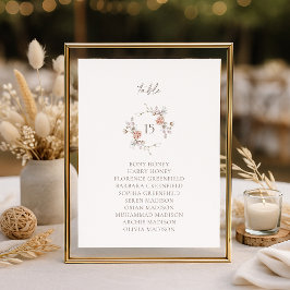 Elegante Roze Bloemige Monogram Tafelstoelkaart Kaart