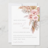 Elegante Roze Bloemige Monogram Trouw Kaart (Voorkant)