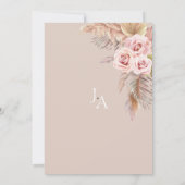 Elegante Roze Bloemige Monogram Trouw Kaart (Achterkant)