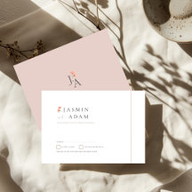Elegante Roze Bloemige Monogram Trouw RSVP