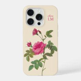 Elegante Roze Bloemige Monogram Vintage  iPhone 15 Pro Case