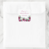 Elegante Roze Bloemige Naam Datum Script Baby Show Vierkante Sticker (Tas)
