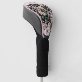 Elegante Roze Bloemige Naam Monogram Golfheadcover (Schuin)
