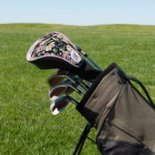 Elegante Roze Bloemige Naam Monogram Golfheadcover (Insitu)