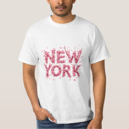 Elegante Roze Bloemige New York  Maatwerk T-Shirt