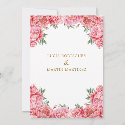 Elegante roze bloemige Nuestra Boda Kaart (Achterkant)