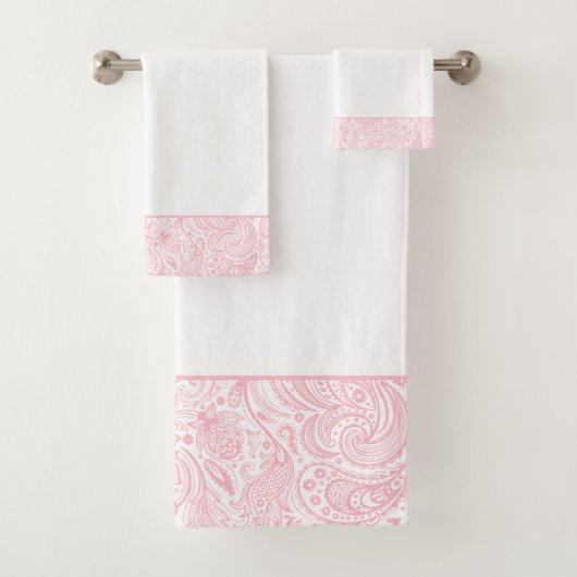 Elegante roze  bloemige Paisley Bad Handdoek (Insitu)