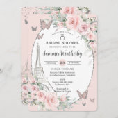 Elegante Roze Bloemige Paris Bruidsmeisjesfeest  Kaart (Voorkant / Achterkant)