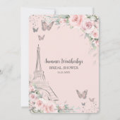 Elegante Roze Bloemige Paris Bruidsmeisjesfeest  Kaart (Achterkant)